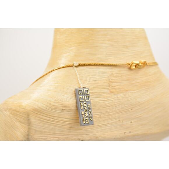 Givenchy Vintage Cabochon Necklace Red Crystal Gold Station Signed NOS 80s Bin7B - Picture 10 of 12